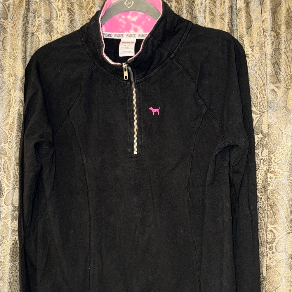 PINK Victoria's Secret Quarter-Zip with Pink tie dye collar